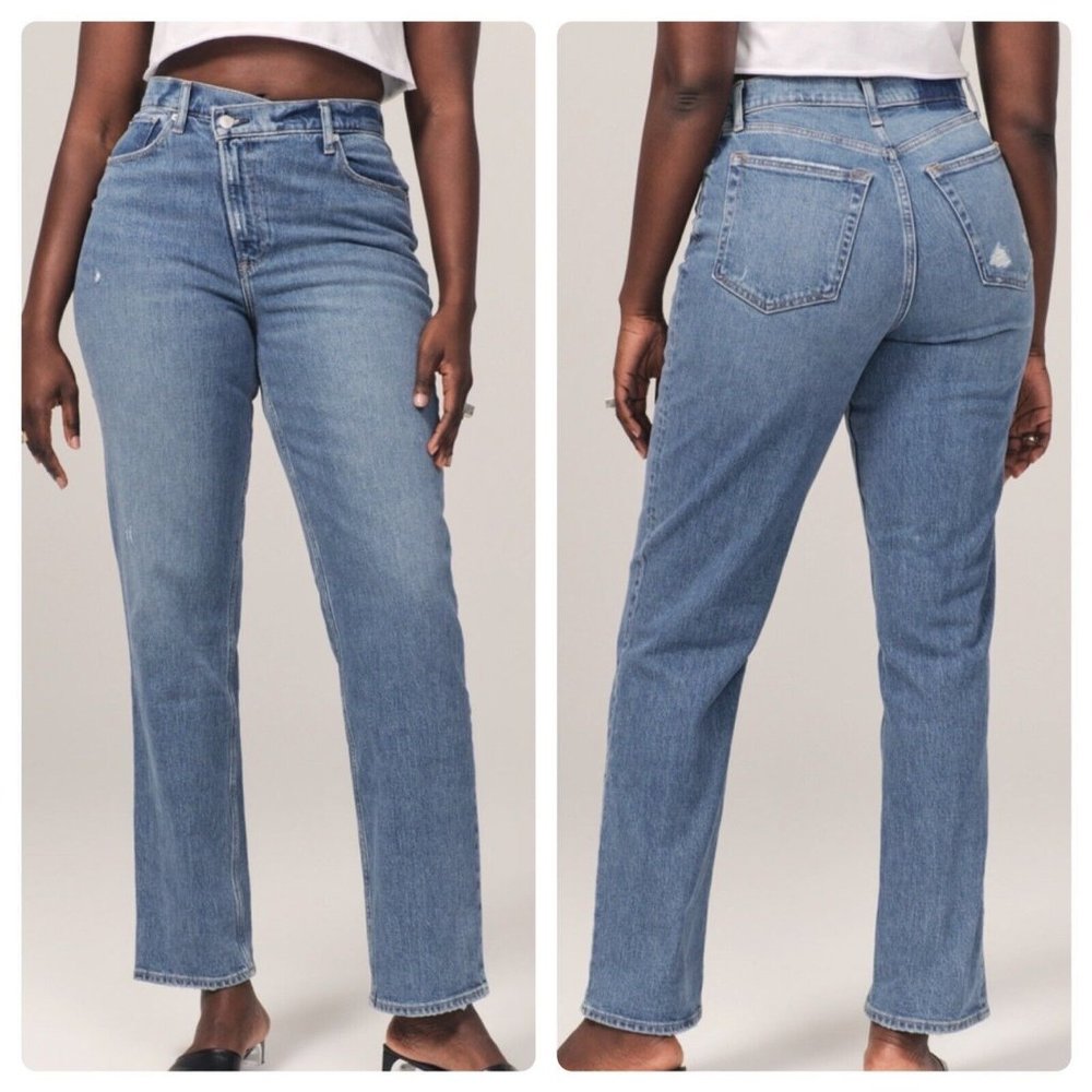 Abercrombie & Fitch Curve Love 90s Straight Ultra High Rise Jeans Womens sz 16